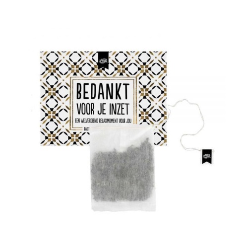 Wil je je vrijwilligers bedanken voor afgelopen jaar of de moeders voor hun inzet voor de groep 8 musical? Dan is deze badthee het ideale bedankje om even te relaxen. Door het theezakje aan je kraan te hangen creeër je je eigen theekop voor jezelf!