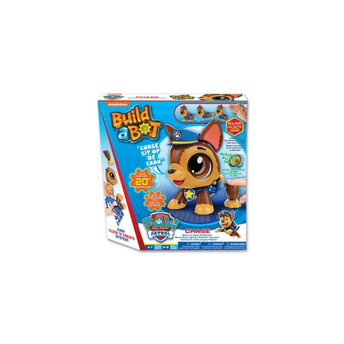 Met dit Build a Bot Bouwpakket bouw je je eigen Paw Patrol Robot Chase! Het bouwpakket bestaat uit meer dan 20 eenvoudig in elkaar te klikken onderdelen, waarmee je een échte Robot van Paw Patrol Chase kunt maken!