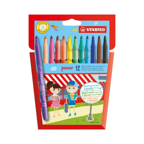 Kleuren zonder zorgen doe je met de Viltstiften Stabilo Power Stiften 12 Stuks Je vindt het natuurlijk geweldig om lekker te kleuren. Maar dan komt het vast ook wel eens voor dat je vergeet de dop erop te doen.