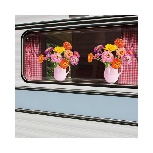 Flat Flowers Raamsticker Zinnia