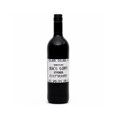 Met duct tape kun je alles repareren. Deze fles wijn bezorgd iedereen een grote glimlach!

Vin Rouge 2017 - Vin de France - 0,75l