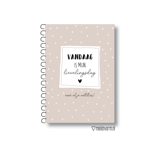 Een heel gaaf notitieboek met ringband en de tekst “Vandaag is mijn lievelingsdag”.

Voor al je gedachten, doelen, recepten, reisverslagen of andere dingen die je graag wilt opschrijven.