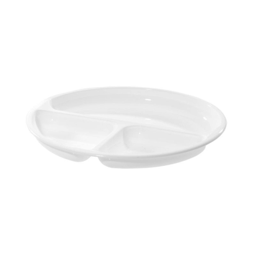 Warm maaltijden op met dit handige magnetron verdeelbord van Westmark. Het transparante bord, gemaakt van polypropyleen, beschikt over 3 van elkaar afgescheiden vakken en heeft een diameter van 25 cm.