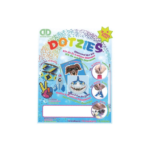 Maak zelf de stoerste stickers, afbeeldingen en armbanden met Hobbydoos Dotzies Diamond Art Blauw   Je kunt nu zelf stoere stickers, afbeeldingen en armbanden versieren met deze set!