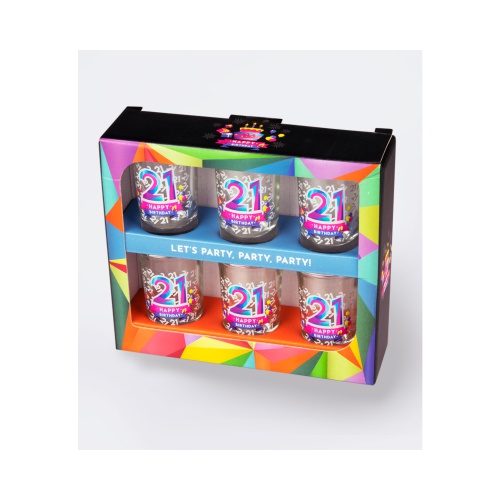 Shotglaasjes 21 jaar, 6 stuks