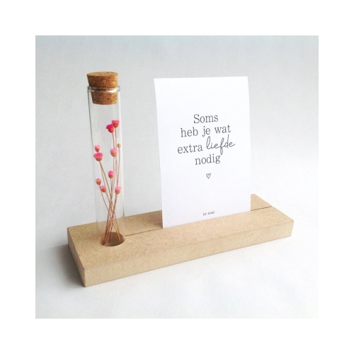 Deze Memory Shelf van By Romi wordt geleverd met een vaasje inclusief droogbloemen. Op de achterzijde van de kaart kan een lief berichtje worden geschreven.