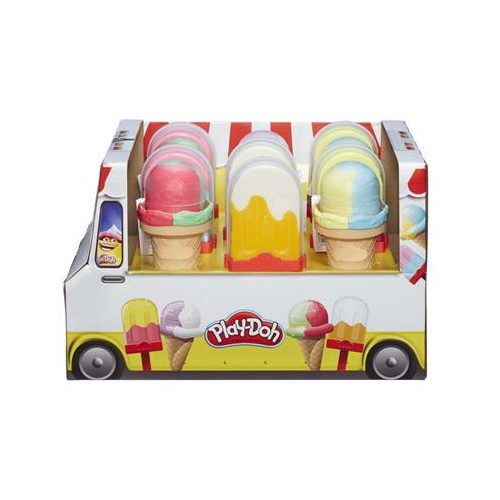 De Play-Doh Ijsjes display bevat klei in een ijshoorntje of op een ijsstokje. In het hoorntje of het stokje zitten vormpjes. In verschillende uitvoeringen. Geschikt vanaf 3 jaar.