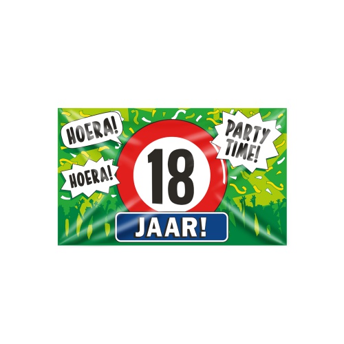 Deze geweldige gevelvlaggen met verschillende teksten zijn gemaakt van stevig polyester, zodat u er lang plezier aan kunt beleven. 
Het formaat van deze XXL gevelvlaggen is 150 x 90 centimeter.