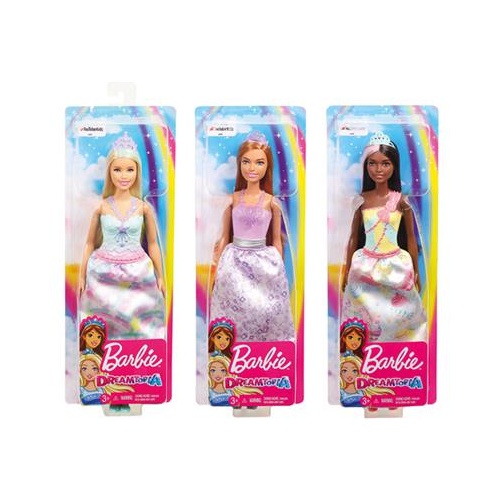 Deze mooi Barbie dreamtopia prinses heeft prachtig blond haar met een roze pluk. Ze draagt een mooi roze topje met een rok met bloemenprint. De roze tiara en haar mooie schoenen maken haar look helemaal af!