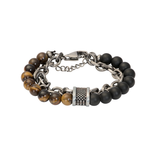 Het is al lang verleden tijd dat sieraden alleen voor vrouwen zijn. IXXXI Men is een stoere collectie die bestaat uit ringen, kettingen en armbanden speciaal voor heren. Deze stoere armband is een combinatie van edelstaal en natuurstenen. Door middel van